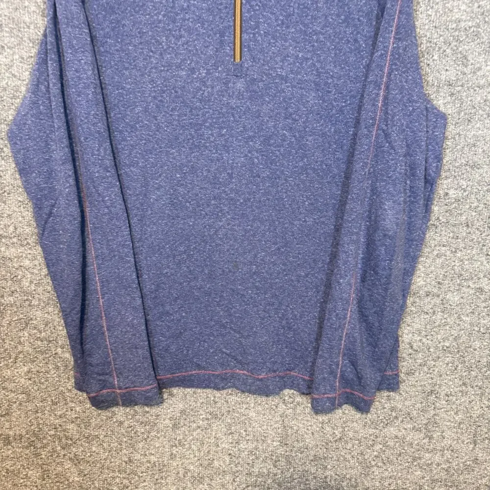 Robert Graham Sweater Mens XL Blue 1/4 Zip Knit Pullover Long Sleeve Classic Fit